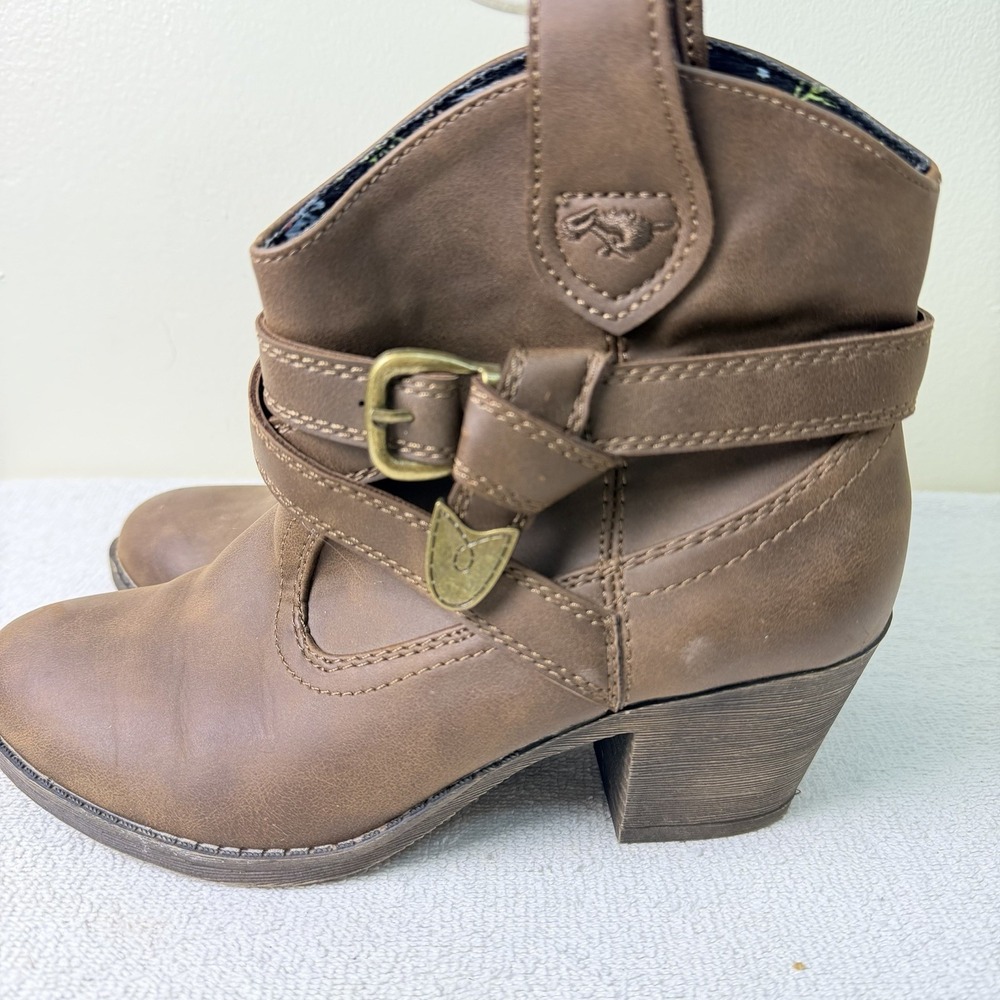 ROCKETDOG BROWN‎ WESTERN COWBOY STYLE ANKLE LADIES 7.5 BOOTS Rodeo
